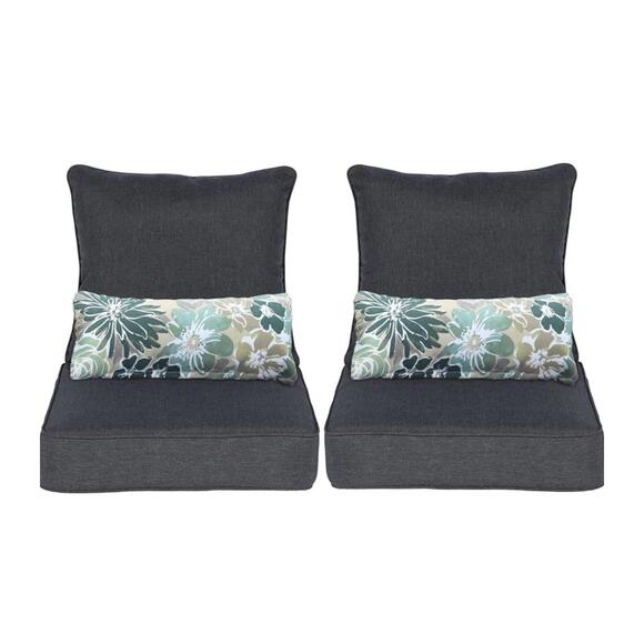 Aoodor Outdoor Chair Cushion, 23 x 25.5 Inch, Set of 2, Charcoal - Picture 2 of 6
